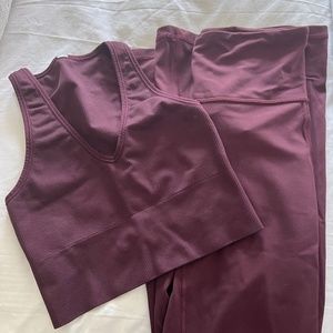 Athleta Flare Pant and Crop Rib Tank Combo